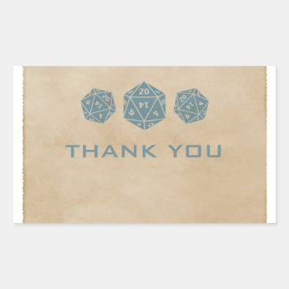 Blue Grunge D20 Dice Gamer Thank You Stickers