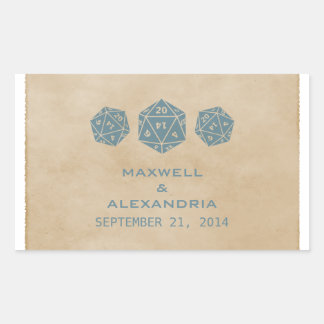 Blue Grunge D20 Dice Gamer Wedding Stickers