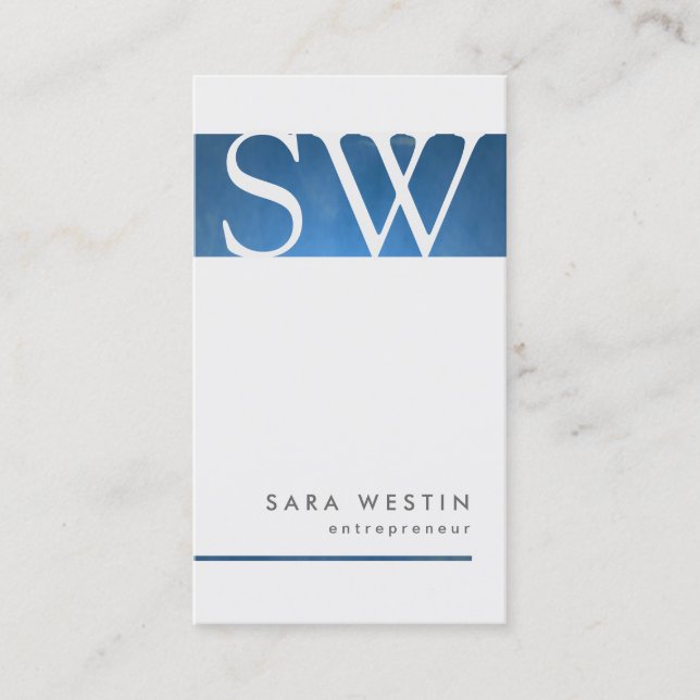 Blue Grunge Entrepreneur Monogram BusinessCard Business Card (Front)