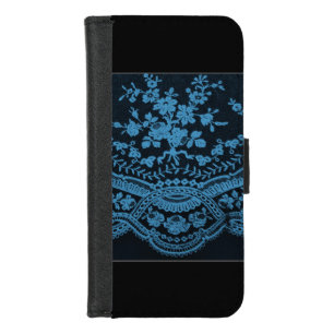 Blue Grunge Lace iPhone 8/7 Wallet Case
