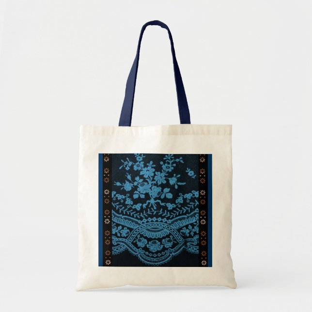 Blue Grunge Lace Tote Bag (Front)