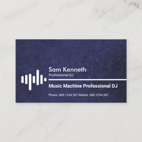Blue Grunge Minimalist Sound Wave Professional DJ Business Card