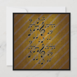 Blue grunge music notes custom wedding invitations