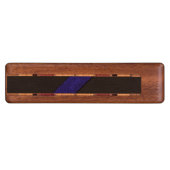 Blue grunge paper stripe black leather wood cribbage board (Side)