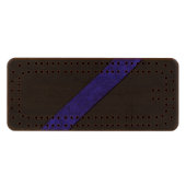 Blue grunge paper stripe black leather wood cribbage board (Front (Horizontal))