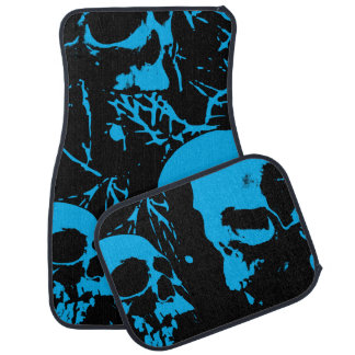 Blue Grunge Skulls Car Floor Mat