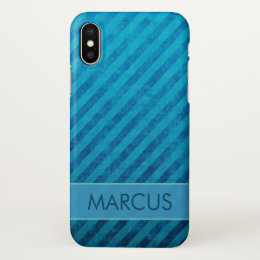 Blue Grunge Stripe Custom iPhone X Case