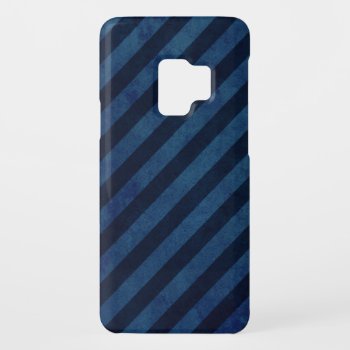 Blue Grunge Stripes Case-mate Samsung Galaxy S9 Case by PatternPlethora at Zazzle