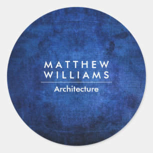 Blue Grunge Texture Classic Round Sticker