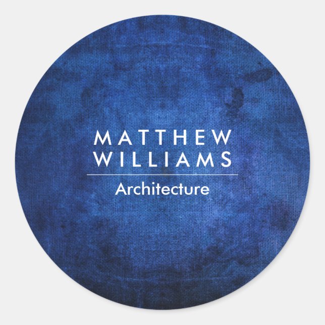 Blue Grunge Texture Classic Round Sticker (Front)