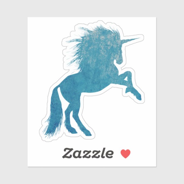 Blue Grunge Unicorn Sticker (Sheet)