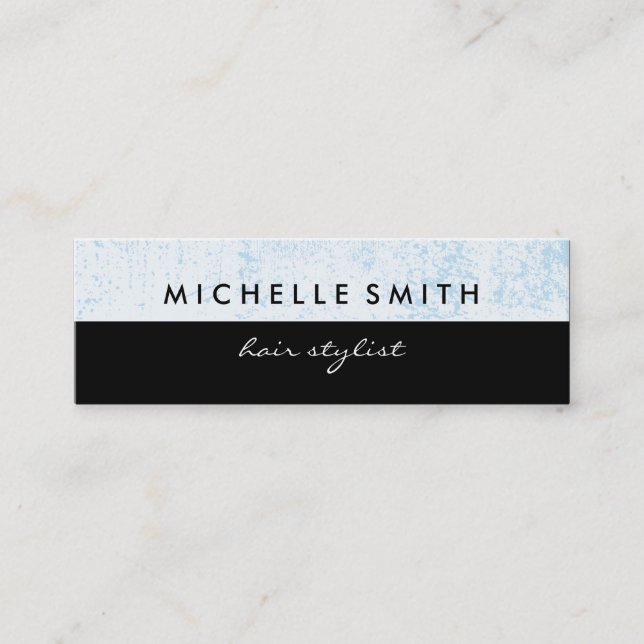 Blue Grunge with Plain Black Mini Business Card (Front)