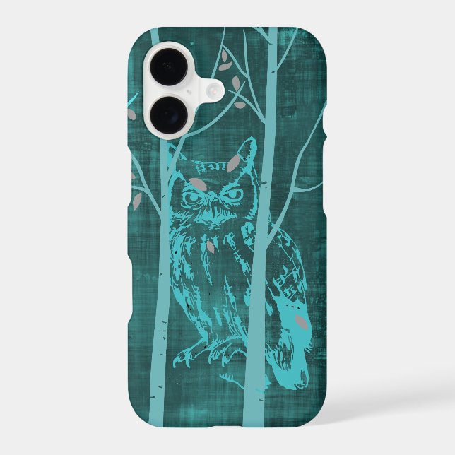 Blue Grunge Woodland Owl Case-Mate iPhone Case (Back)
