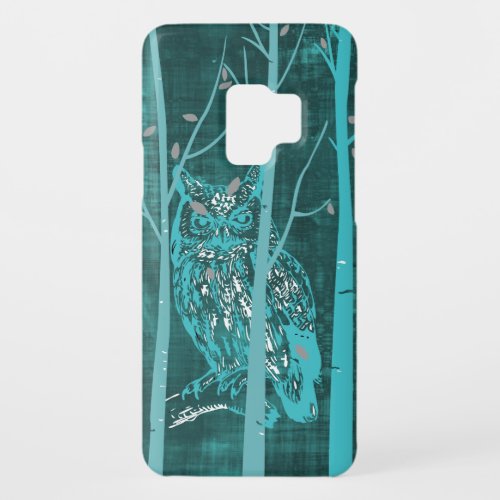 Blue Grunge Woodland Owl Case_Mate Samsung Galaxy S9 Case