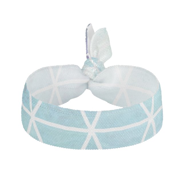 Blue Grungy Geometric Triangle Design Ribbon Hair Tie (Front)