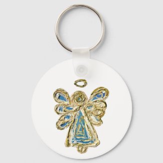 Blue Guardian Angel Art Custom Keychain