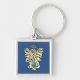 Blue Guardian Angel Art Custom Keychains