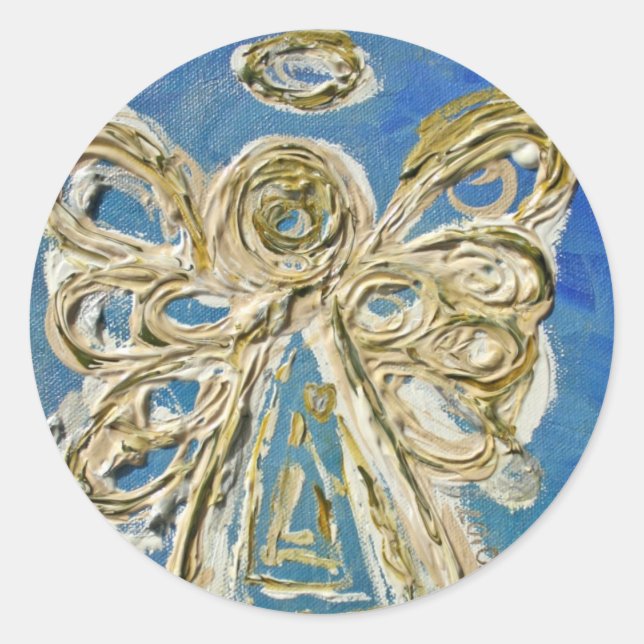 Blue Guardian Angel Art Decal Stickers (Front)