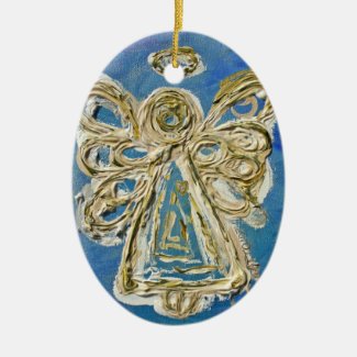 Blue Guardian Angel Art Holiday Ornament