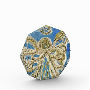 Blue Guardian Angel Art Paperweight Acrylic Award