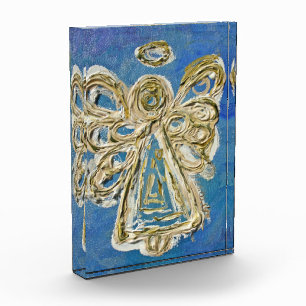 Blue Guardian Angel Art Paperweight Acrylic Award