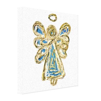 Blue Guardian Angel Art Wrapped Canvas Painting