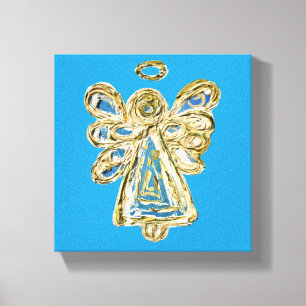 Blue Guardian Angel Art Wrapped Canvas Painting