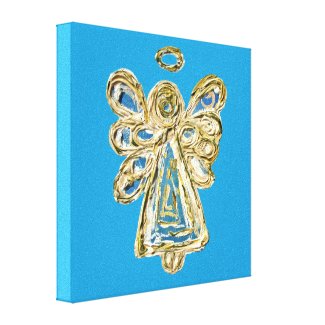 Blue Guardian Angel Art Wrapped Canvas Painting