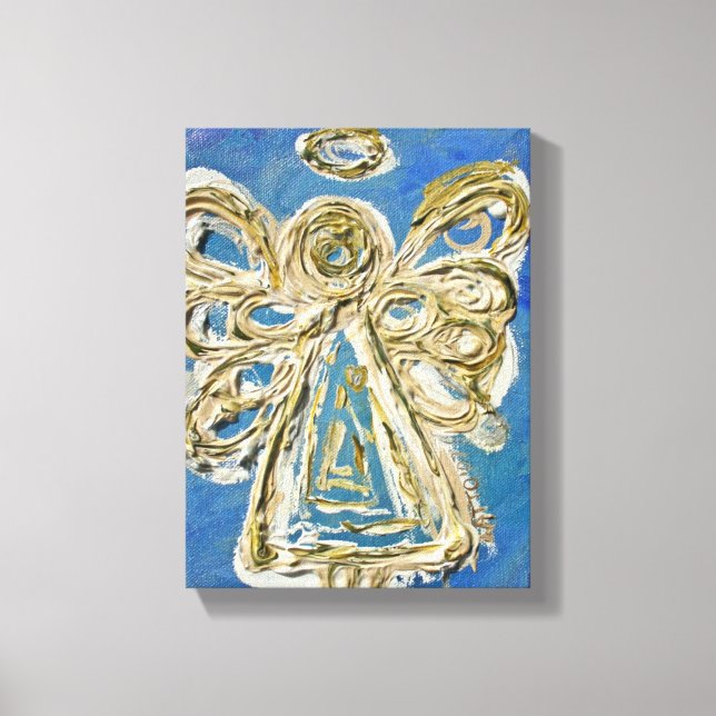 Blue Guardian Angel Art Wrapped Canvas Painting (Front)