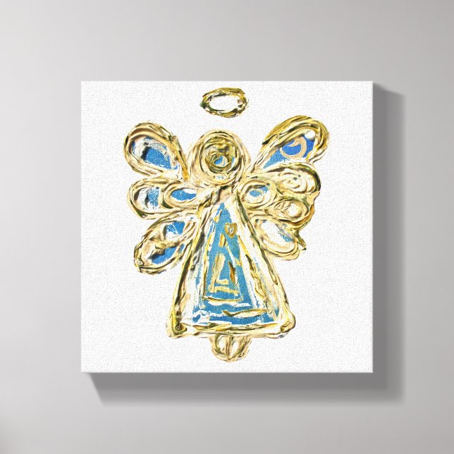 Blue Guardian Angel Art Wrapped Canvas Painting Print (Front)
