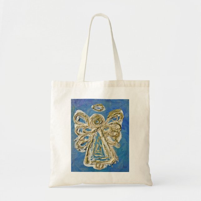 Blue Guardian Angel Custom Art Tote Bag (Front)