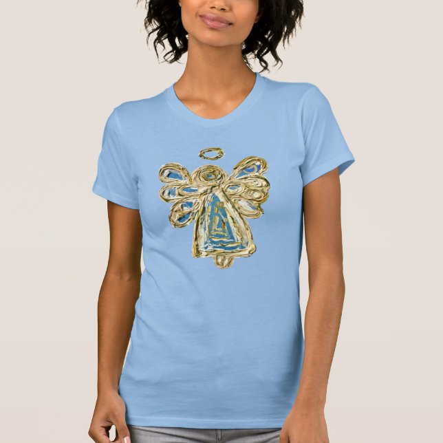 Blue Guardian Angel Custom Holiday Art T-Shirt (Front)