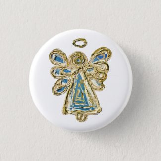 Blue Guardian Angel Custom Holiday Button Pins