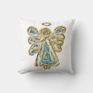 Blue Guardian Angel Decorative Art Throw Pillow
