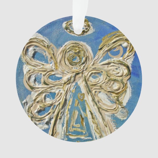 Blue Guardian Angel Gift Holiday Ornament (Front)