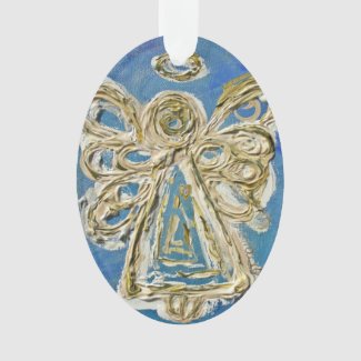 Blue Guardian Angel Gift Holiday Ornament