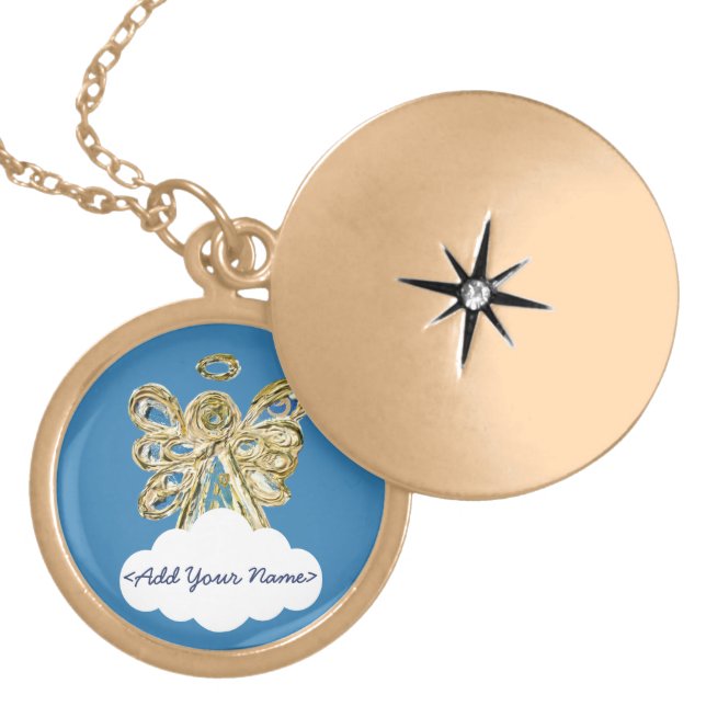 Blue Guardian Angel Series Cloud Custom Locket (Front)