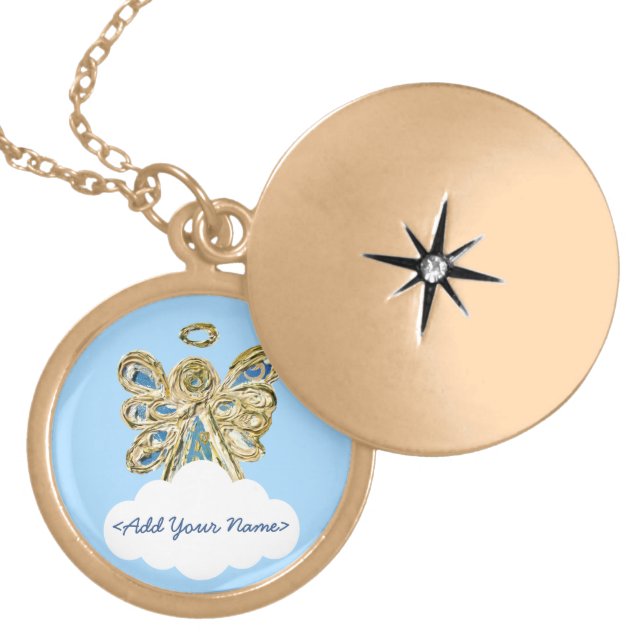 Blue Guardian Angel Series Cloud Custom Locket (Front)
