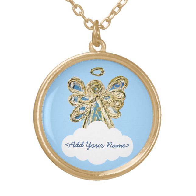 Blue Guardian Angel Series Cloud Custom Necklace (Front)