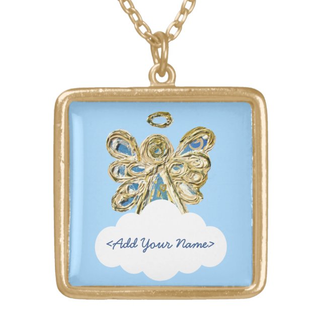 Blue Guardian Angel Series Cloud Custom Necklace (Front)