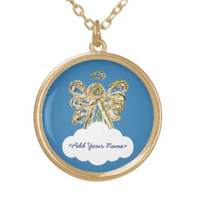Blue Guardian Angel Series Cloud Custom Necklace (Front)