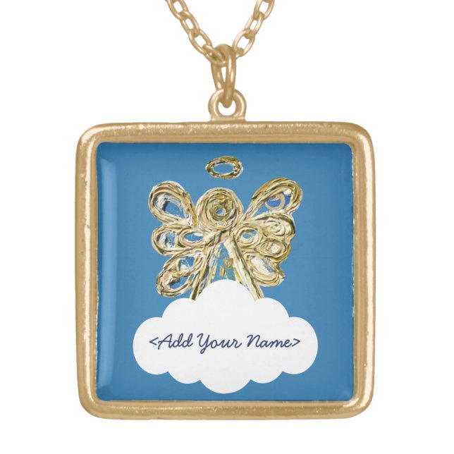 Blue Guardian Angel Series Cloud Custom Necklace (Front)