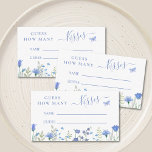 Blue Guess How Many Kisses Bridal Shower Game  Enclosure Card<br><div class="desc">Are you planning a special bridal shower? Will you be playing Guess How Many Kisses? This charming floral bridal shower game enclosure card is decorated with blue watercolor flowers,  a butterfly,  and stylish script typography.
Original Watercolor © Michele Davies.</div>