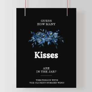 Blue Guess How Many Kisses Bridal Shower Game Poster