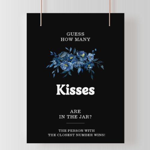 Blue Guess How Many Kisses Bridal Shower Game  Poster