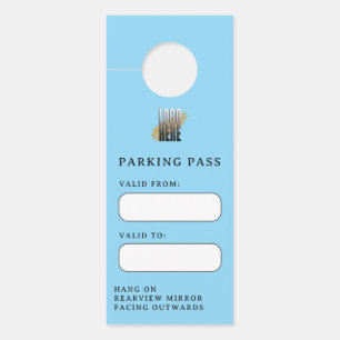 Blue Guest Parking Pass Custom Logo Mirror Door Hanger