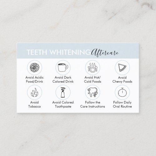 Blue Guide for Teeth Whitening Aftercare Tips Business Card