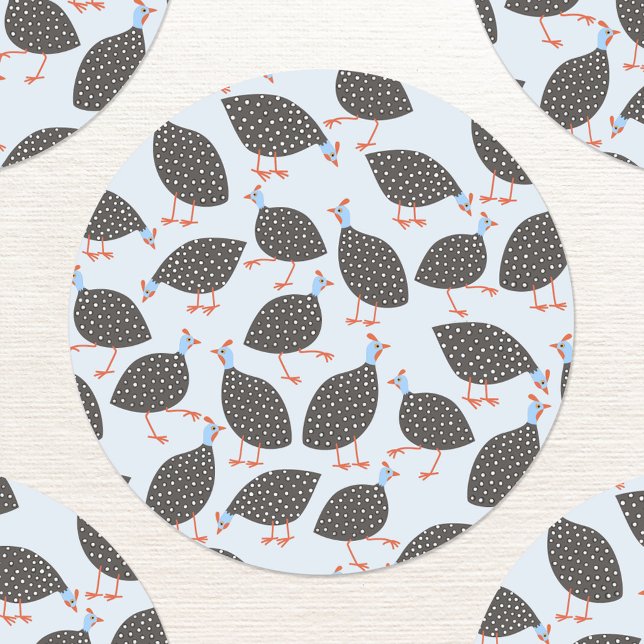 Blue Guinea Fowl Pattern Labels (Guinea fowl labels)