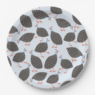 Blue Guinea Hen Pattern Paper Plates