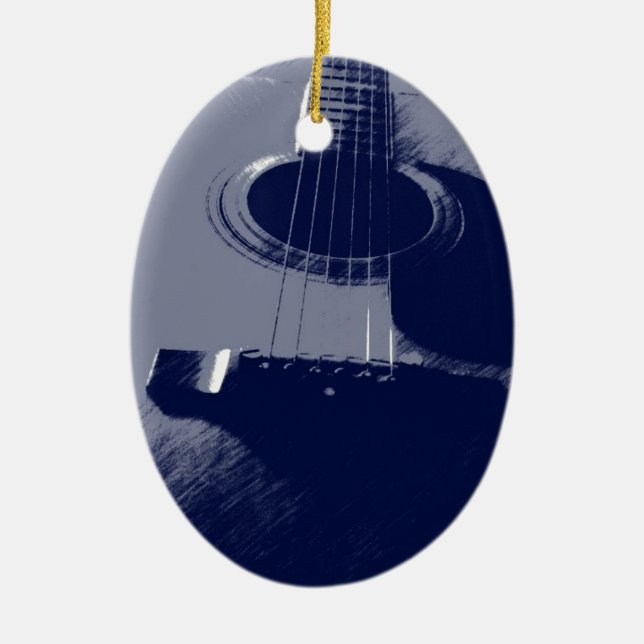 Blue Guitar Ceramic Ornament (Front)